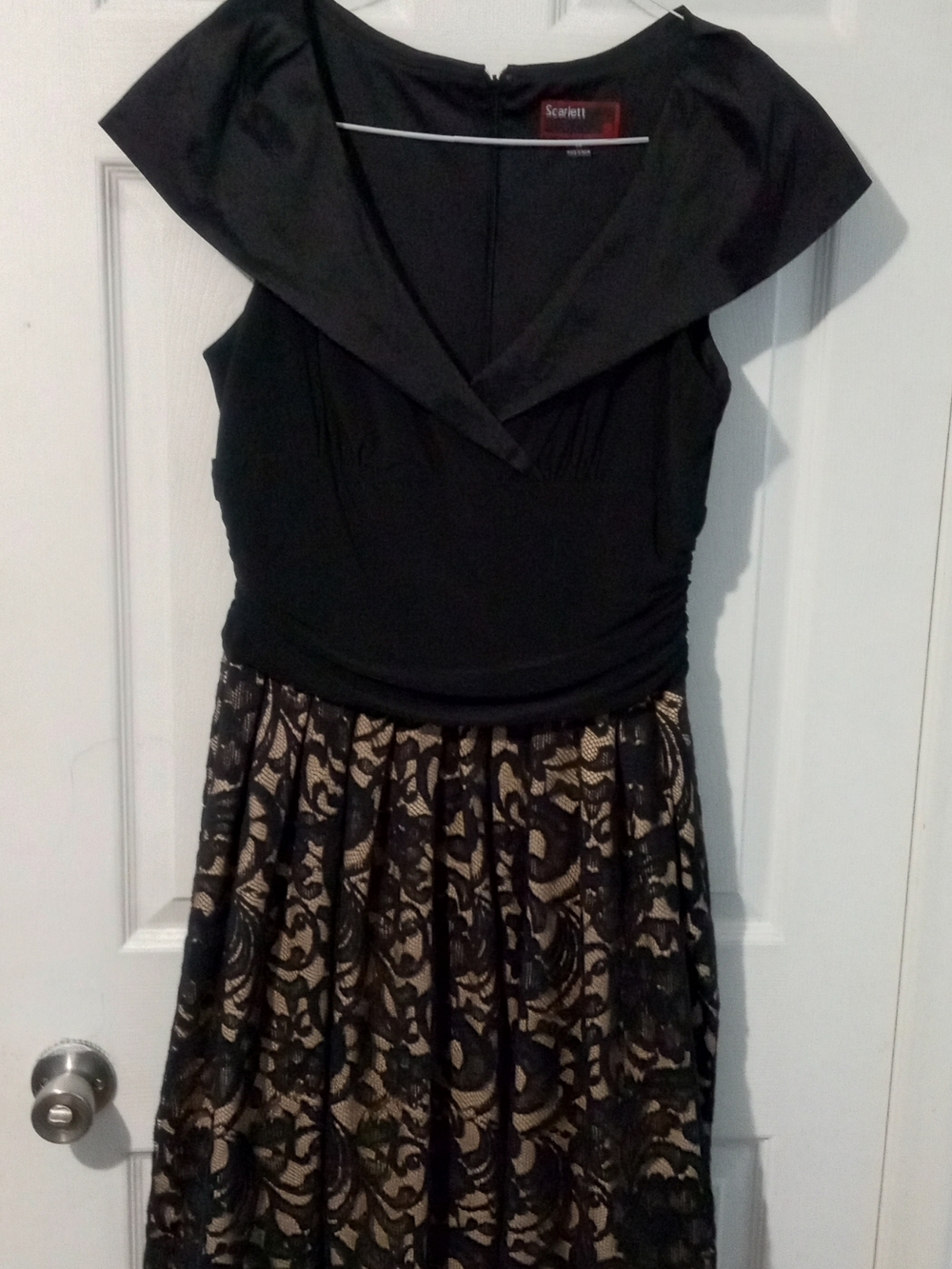 Scarlett Black Top with Gold Lace Skirt Asymmetrical Dress